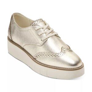 Cole Haan Grand City Platform Oxford Flats Gold Metallic